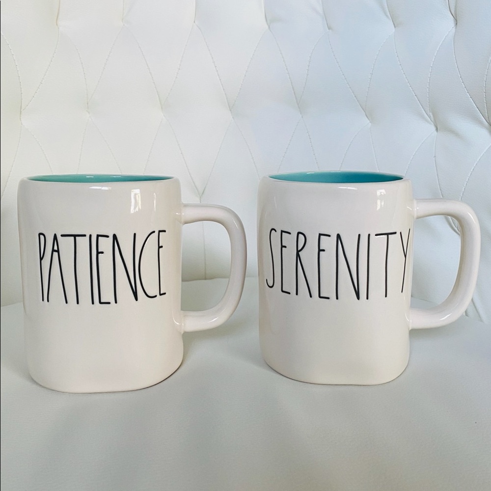 Rae Dunn Patience and Serenity Mugs